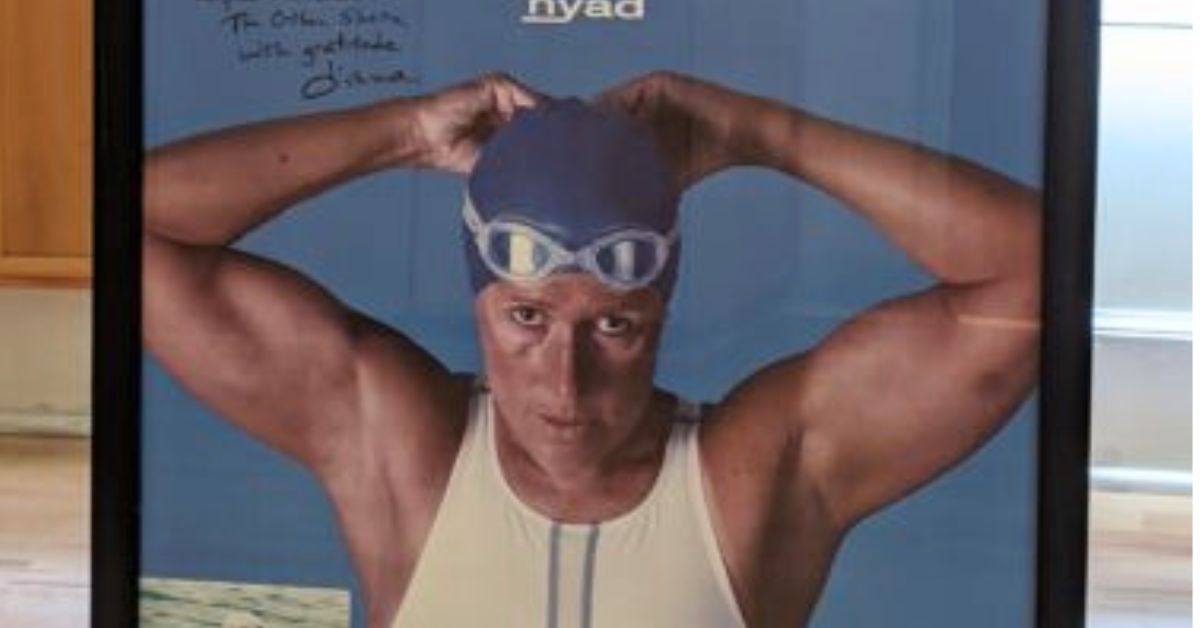 Diana Nyad long-distance swimmer from Cuba to Florida, USA in 2013. Aesthetic Prosthetics Inc. created a silicone mask for the swimmer to wear during the 100.86 mile swim.